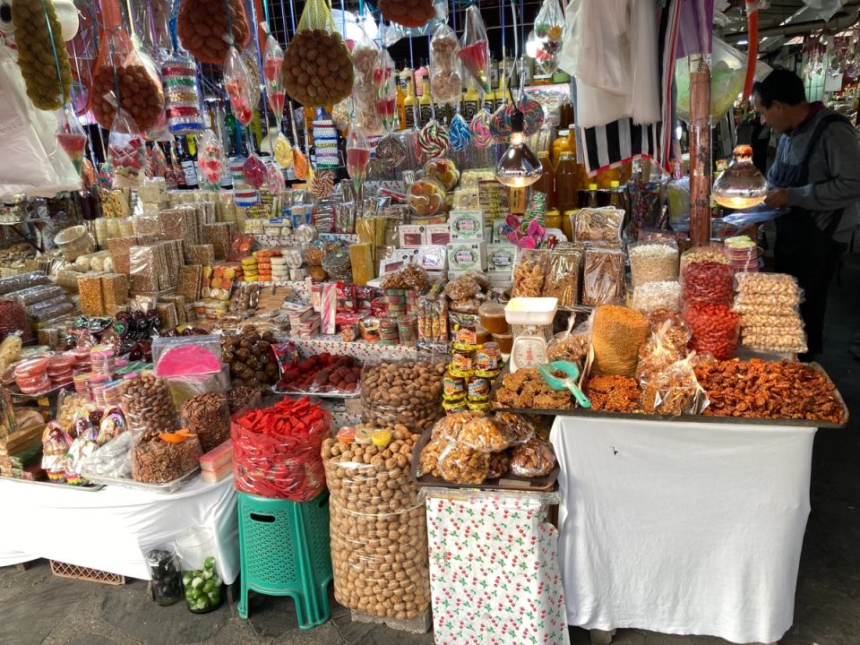 Candy stall in the municipal market of Amecameca