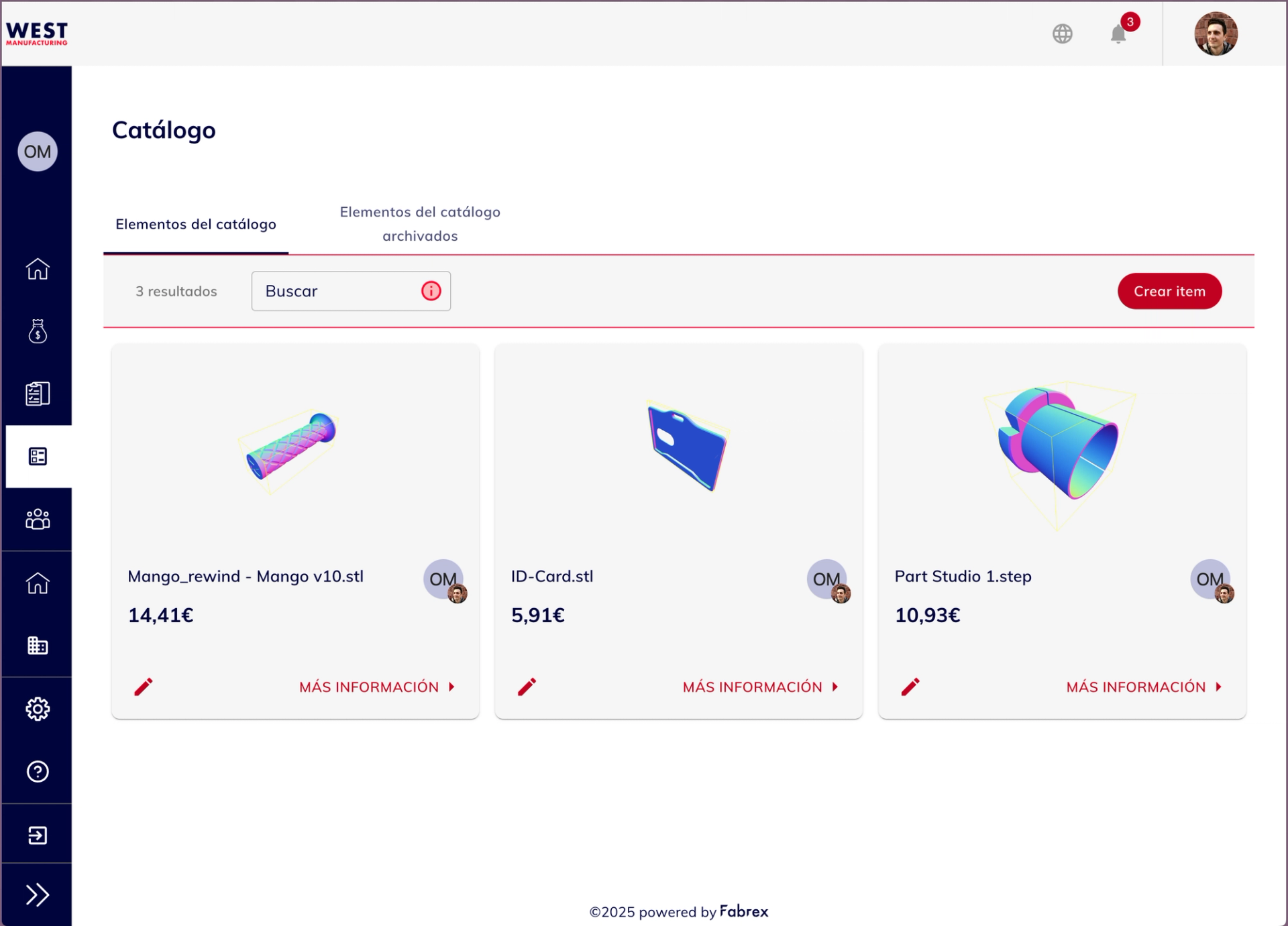 Image capture of the west manufacturing digital catalogue