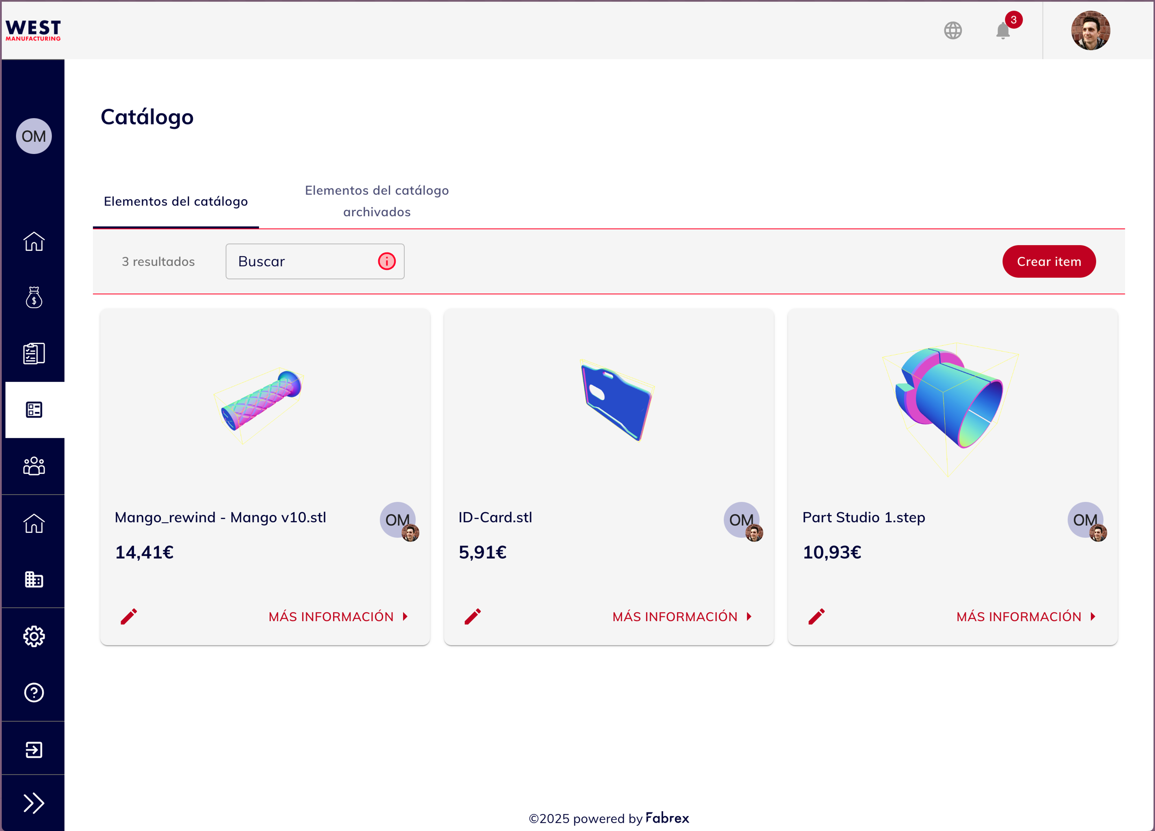 Image capture of the west manufacturing digital catalogue