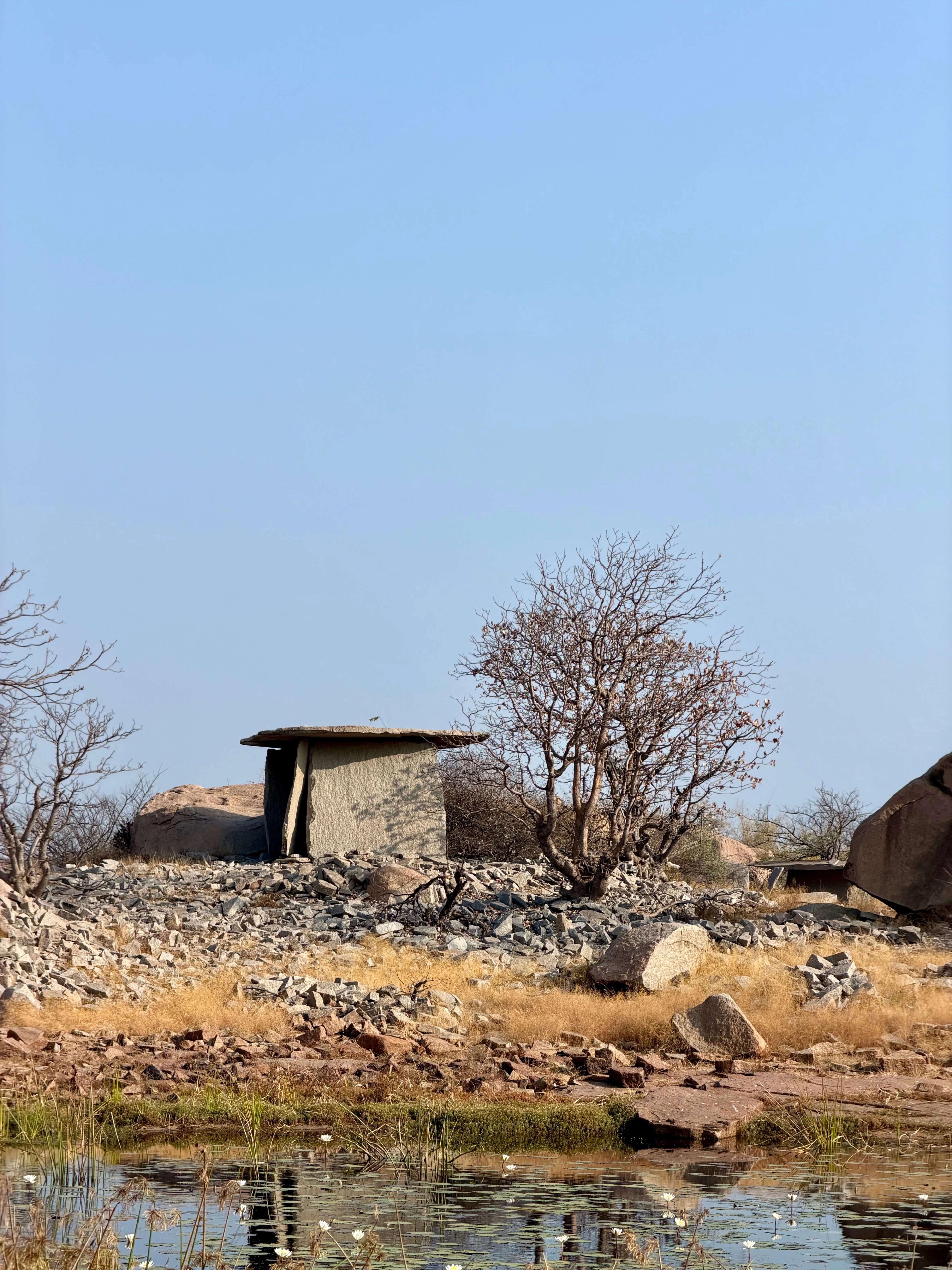 On first glance, Hire Benakal looks like a desolate moonscape. But in fact  it is an ancient burial site littered with stone structures that have  confounded historians. Port-holed structures called dolmens are