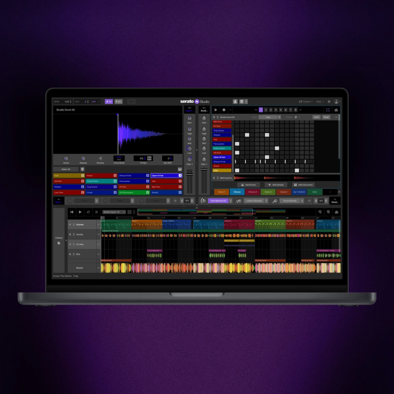 Serato Studio GUI image on background