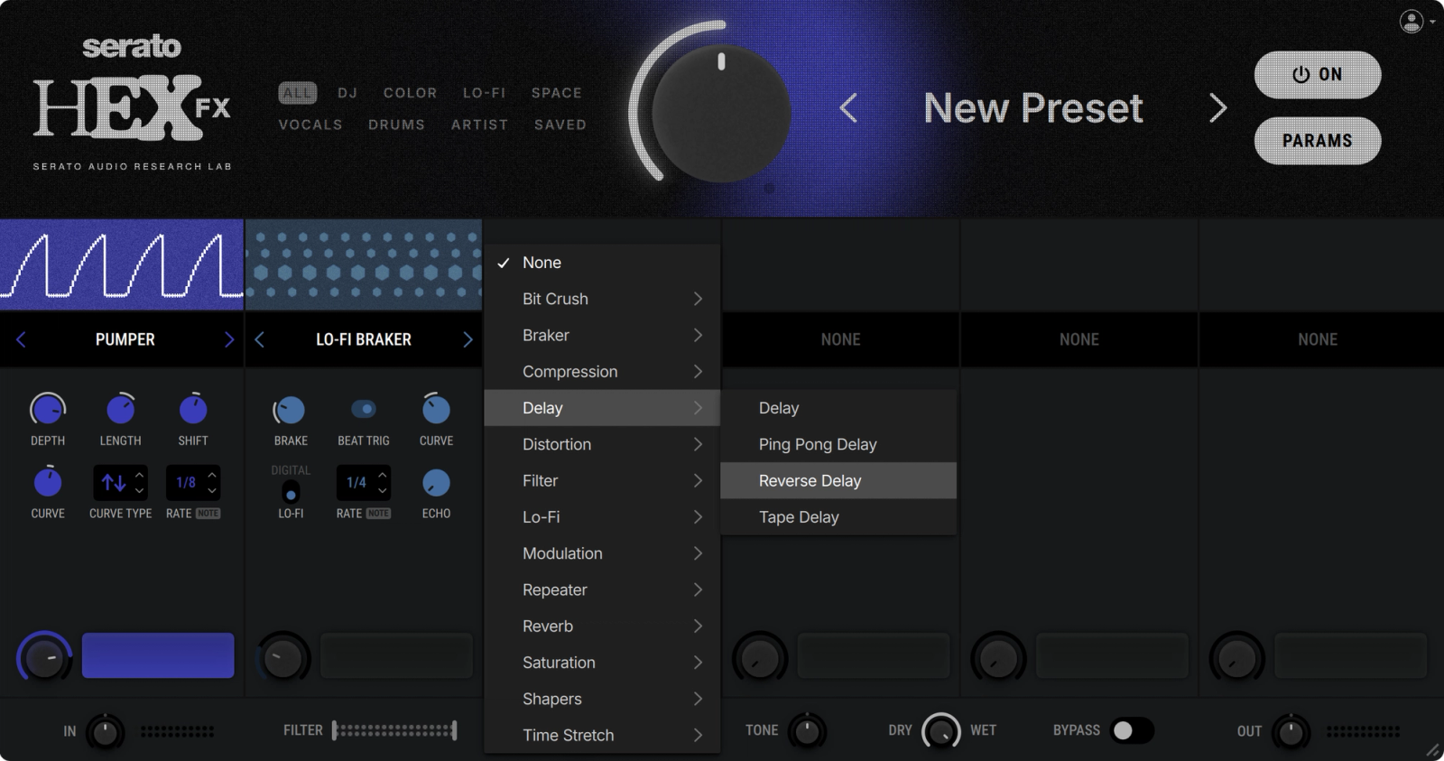 Serato Hex FX v1.0.0 preset builder view