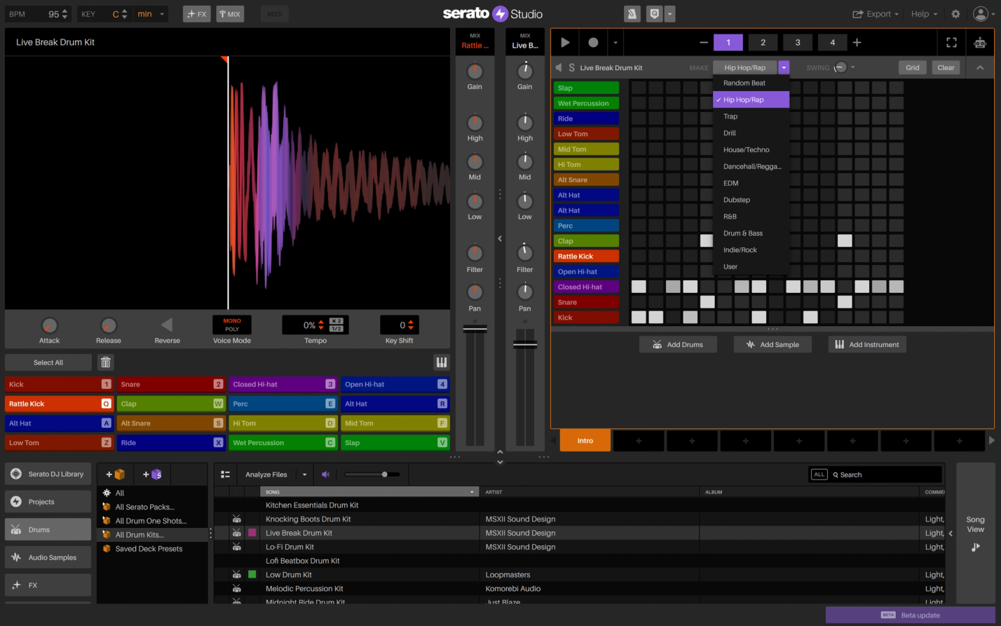 Serato Studio GUI: Start with the Drums