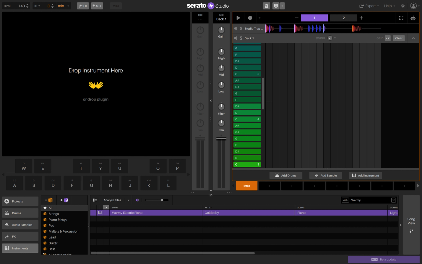 Serato Studio GUI: Add an Instrument