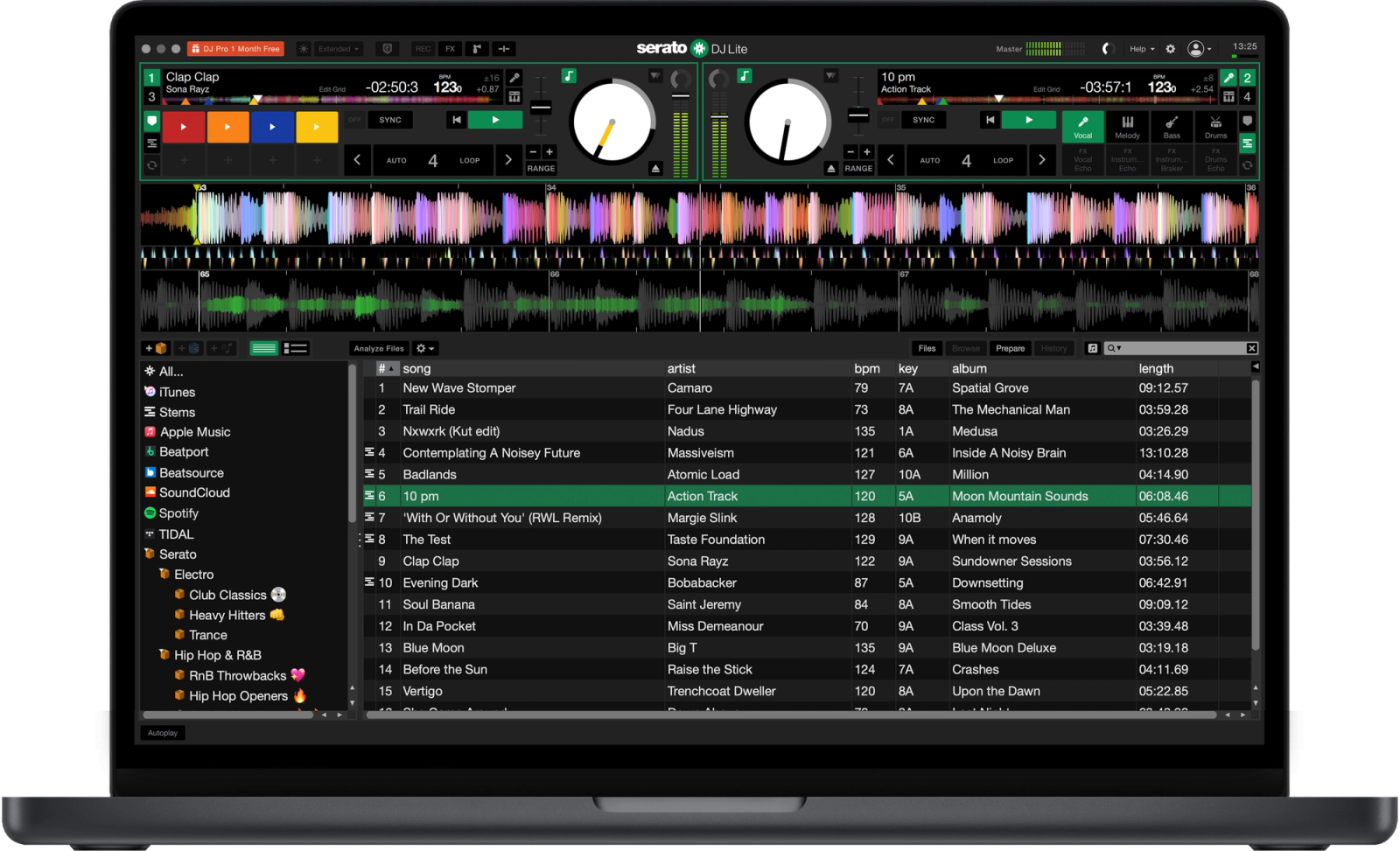 Serato DJ Lite default view showcasing the best free DJ software features.