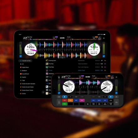 Serato DJ for iOS, a DJ app running on iPhone and iPad.