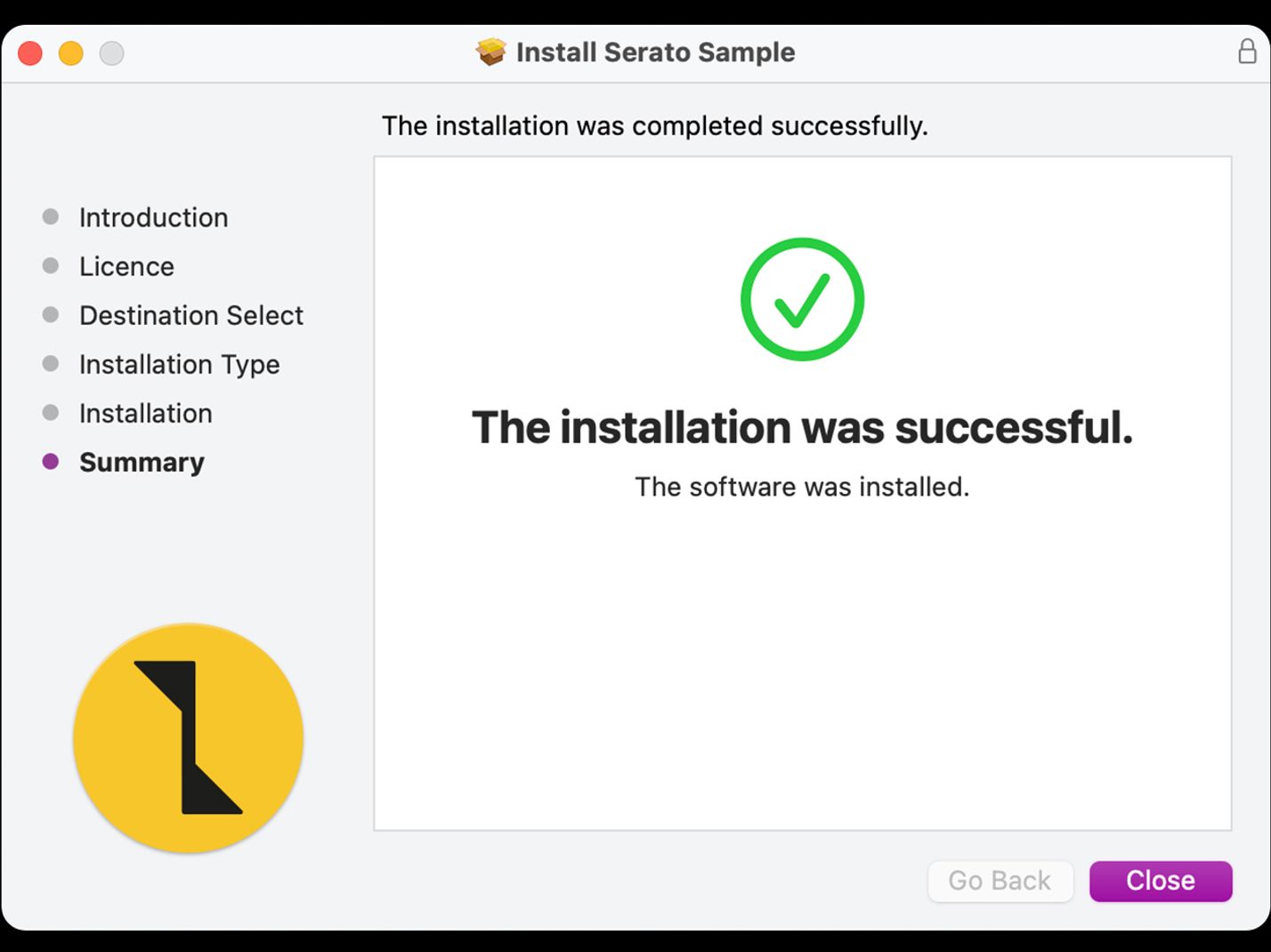 Image of successful Serato Sample installation