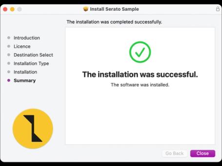 Image of successful Serato Sample installation