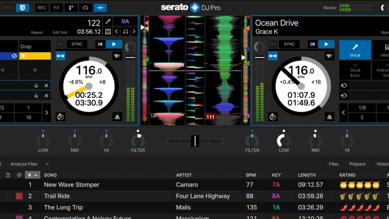 Serato DJ Pro showing Serato Play, with essential DJ software controls for laptop-only DJing.