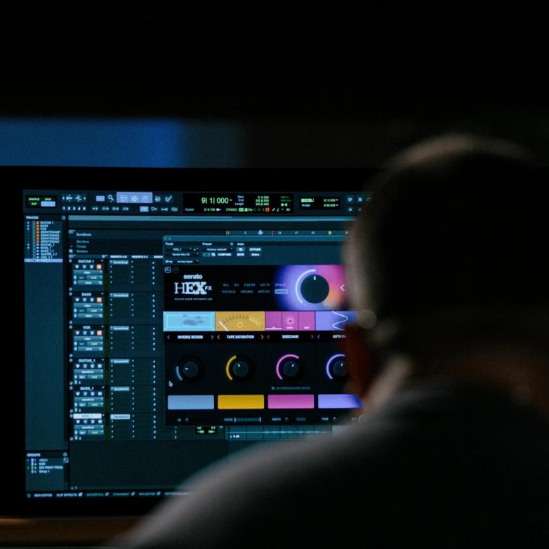 Bryan Yepes in the studio working on music production with Hex FX, an all-in-one multi-FX plugin.