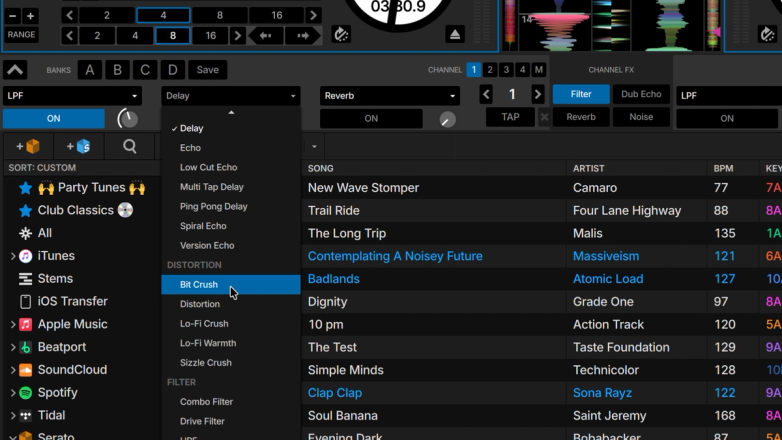 Serato DJ Pro GUI showing FX available.