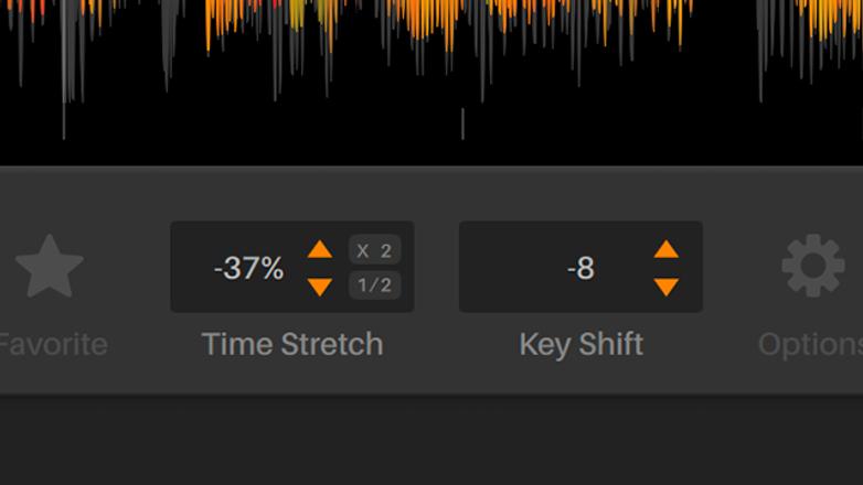 Close-up of Serato Sample GUI Time Stretching