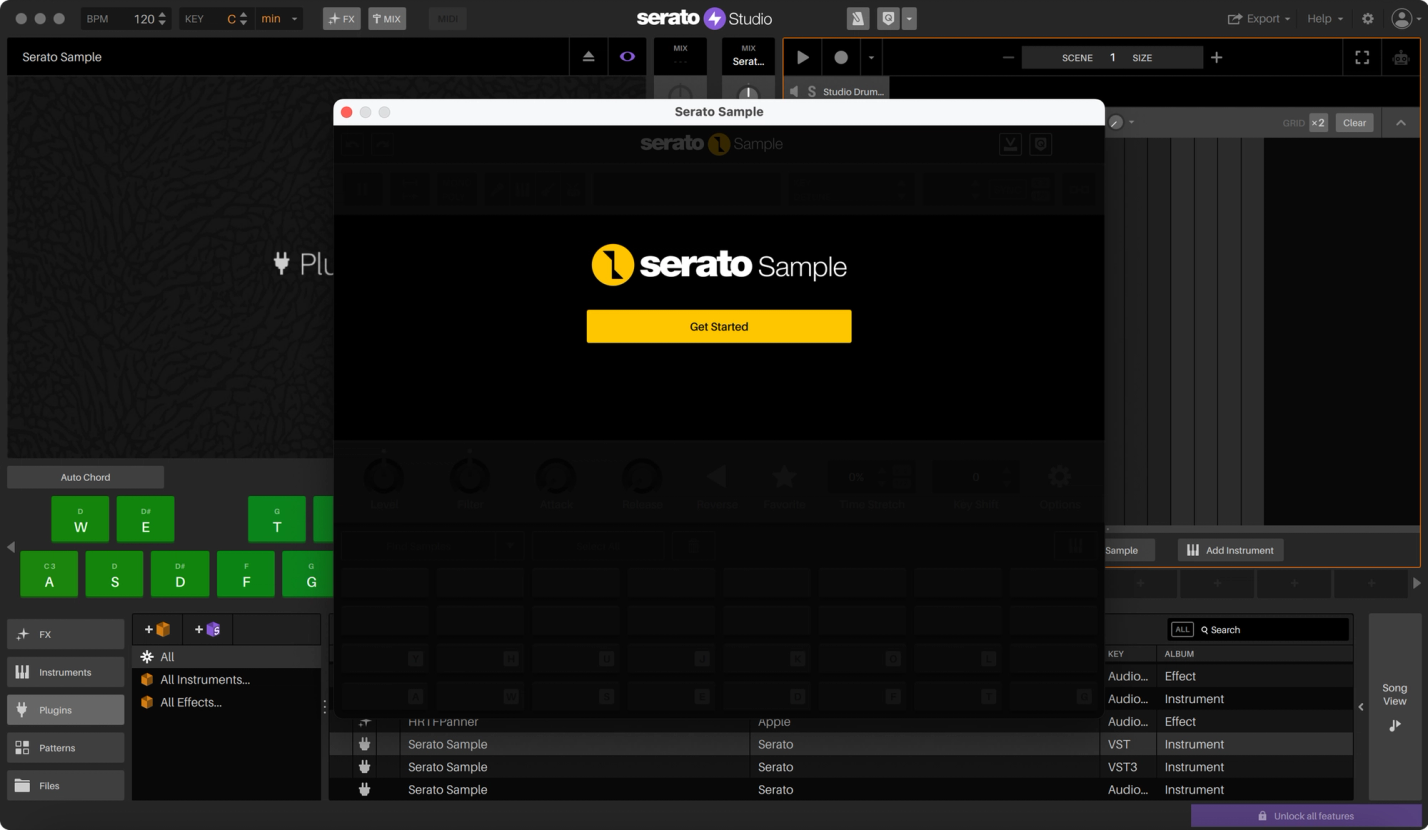 Serato Sample 'Get Started' modal