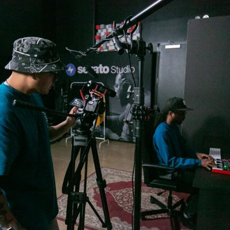 Serato employees recording a video at the NYC studio