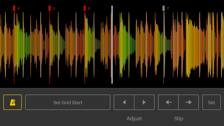 Close-up of Serato Sample GUI Beat Grids