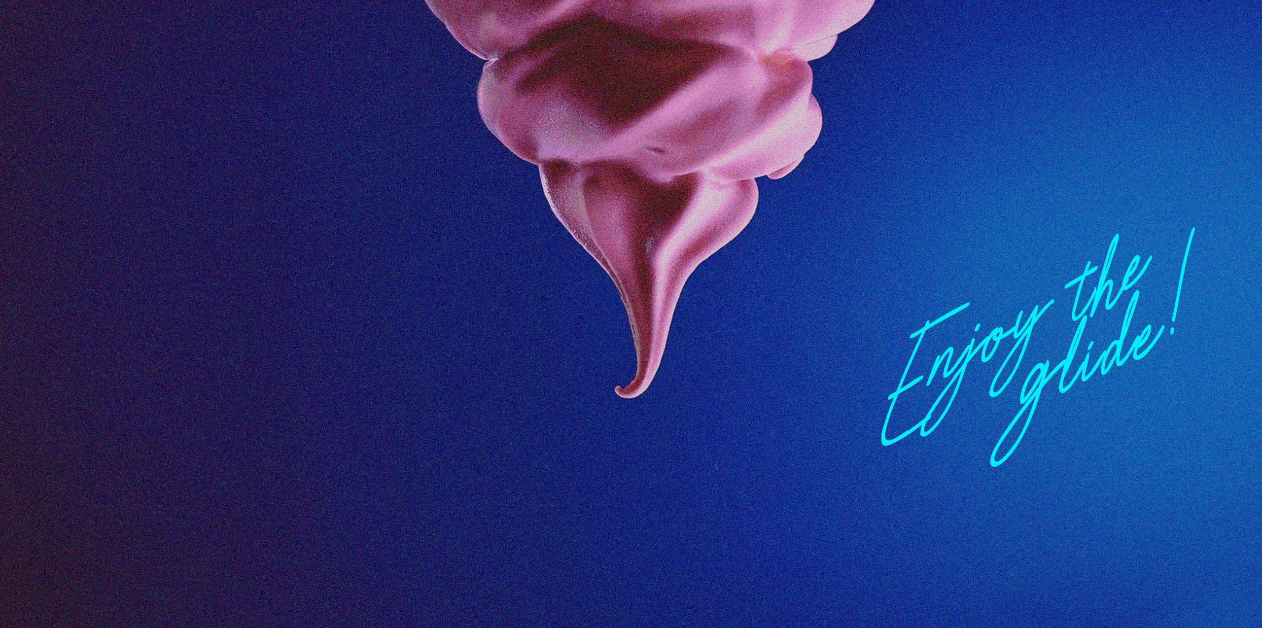 Blå bild med rosa rakskum