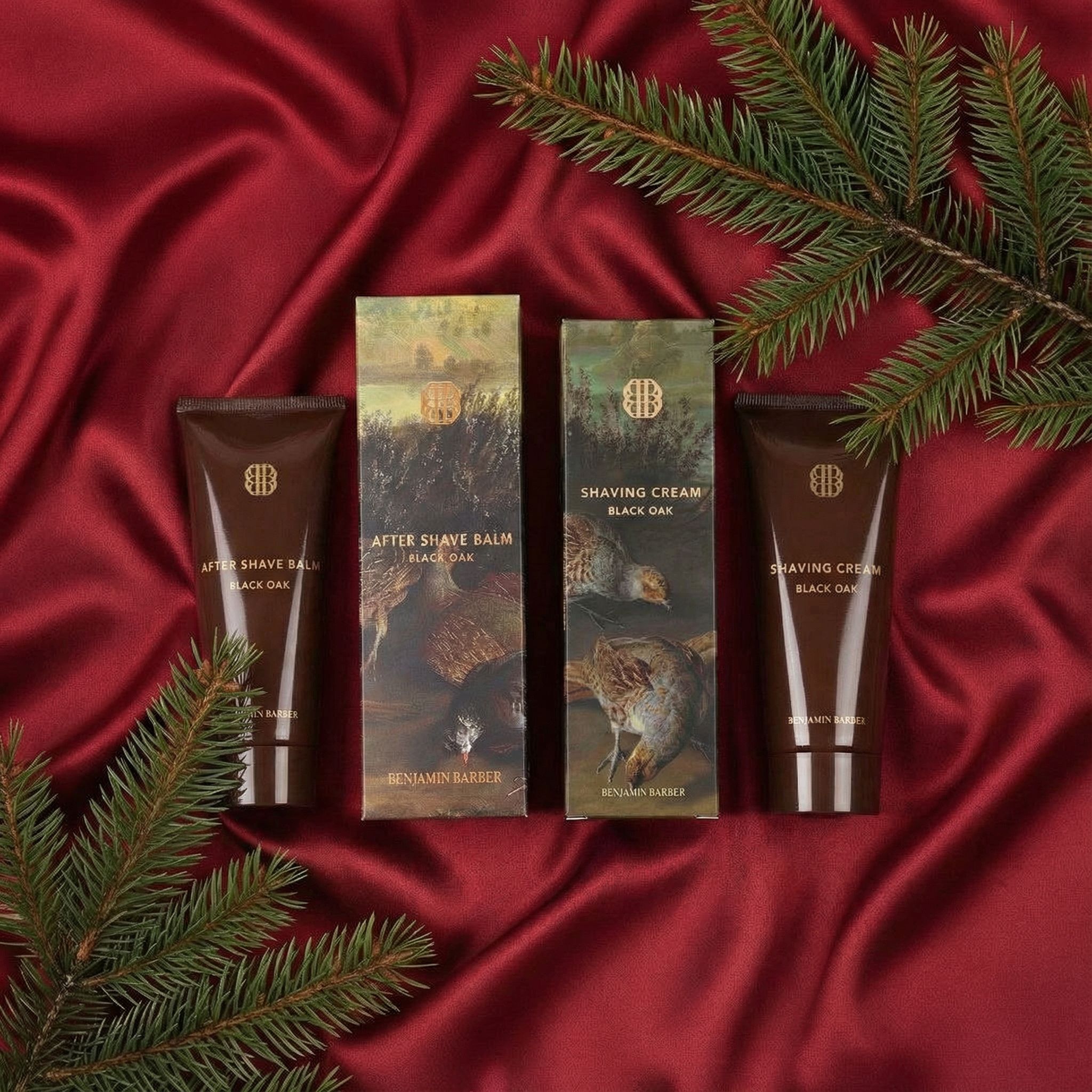 Rakkräm och aftershave balm från Benjamin Barber i julig miljö