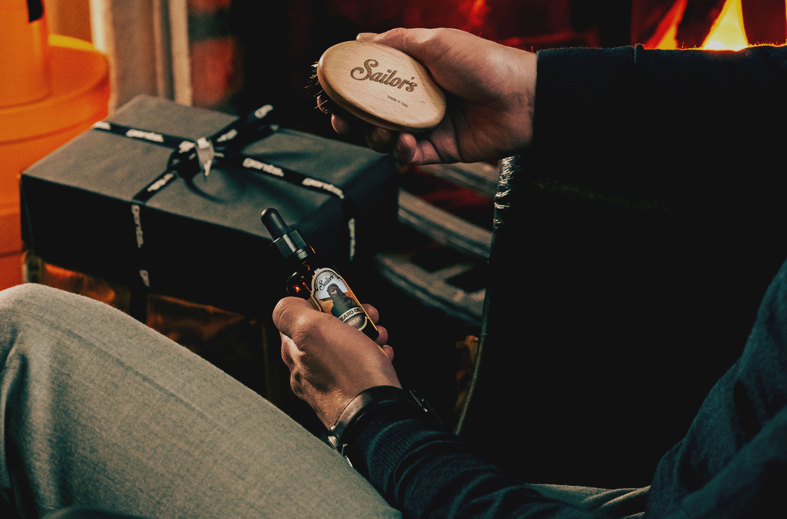 Pflegeprodukte in einer weihnachtlichen Umgebung