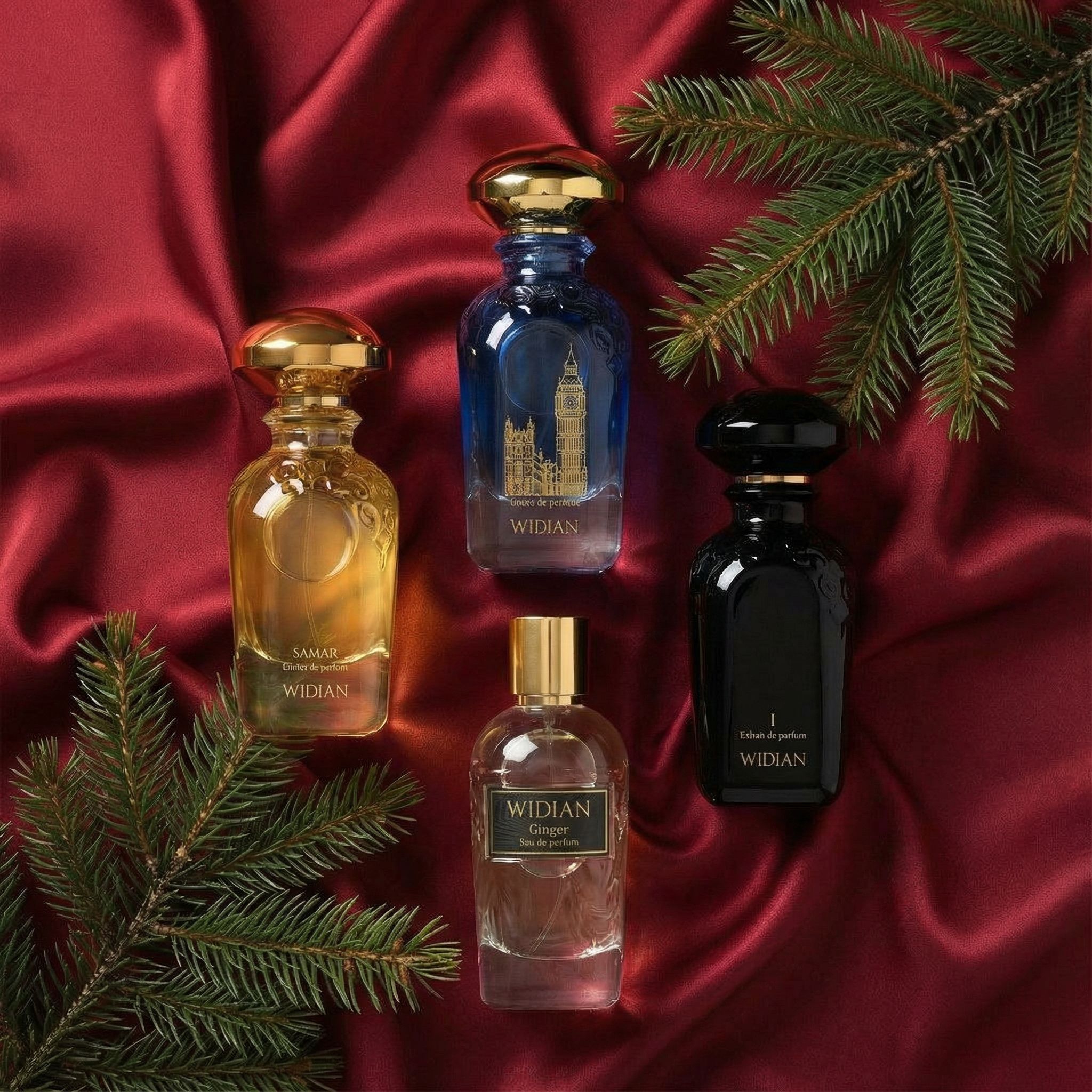 Parfymer från Widian i julig miljö