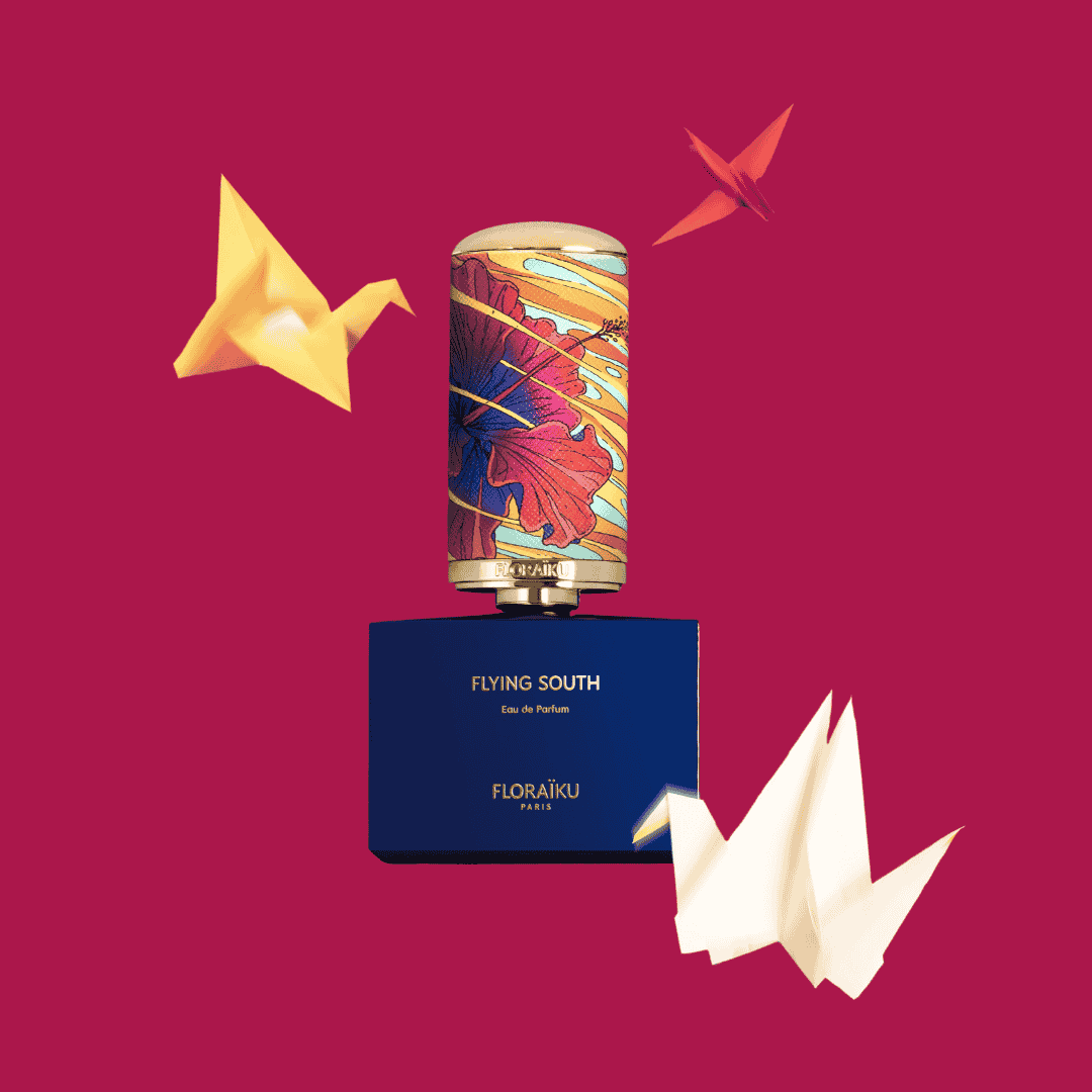 Floraiku Flying south bottle on pink bakground