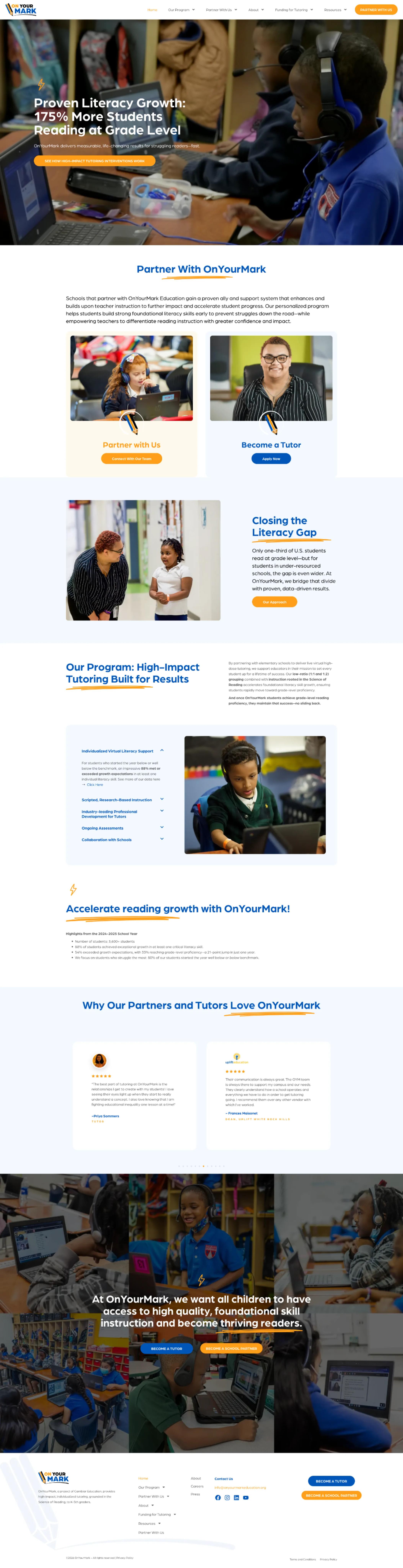 On Your Mark Education website