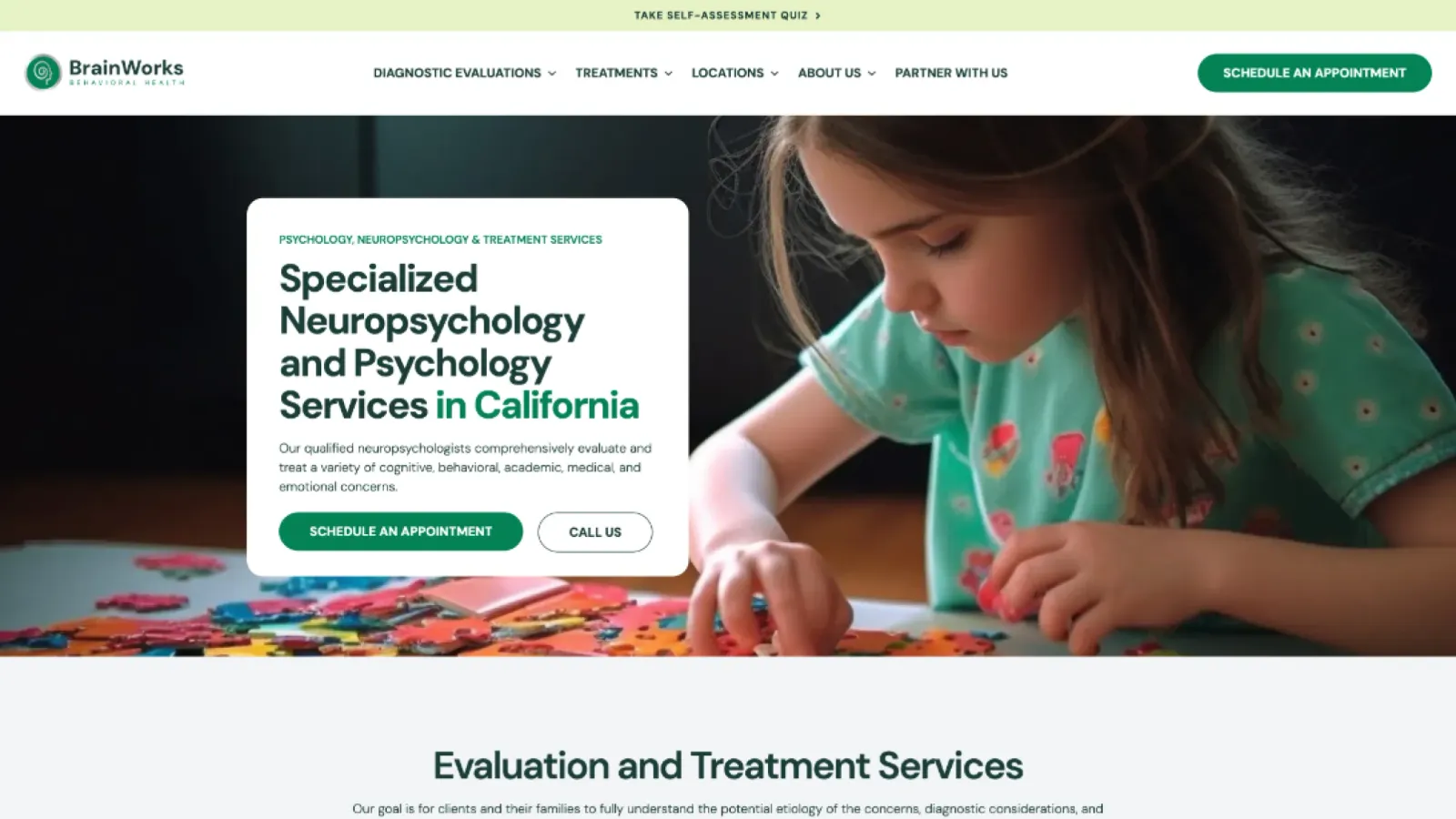 BrainWorks Behavioral Health website