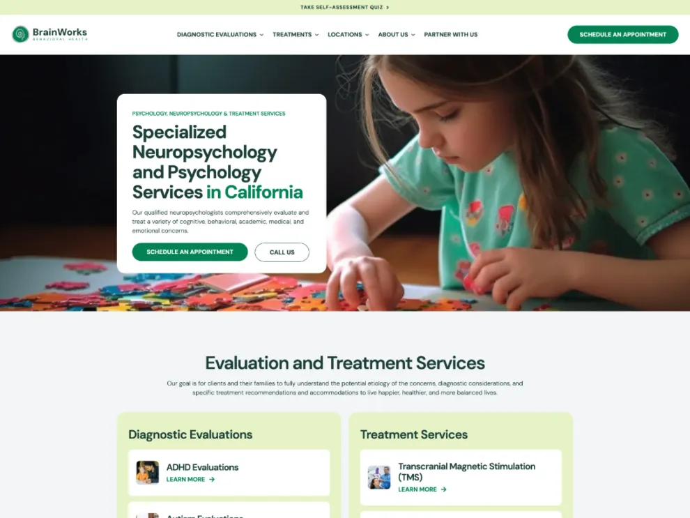 BrainWorks Behavioral Health website