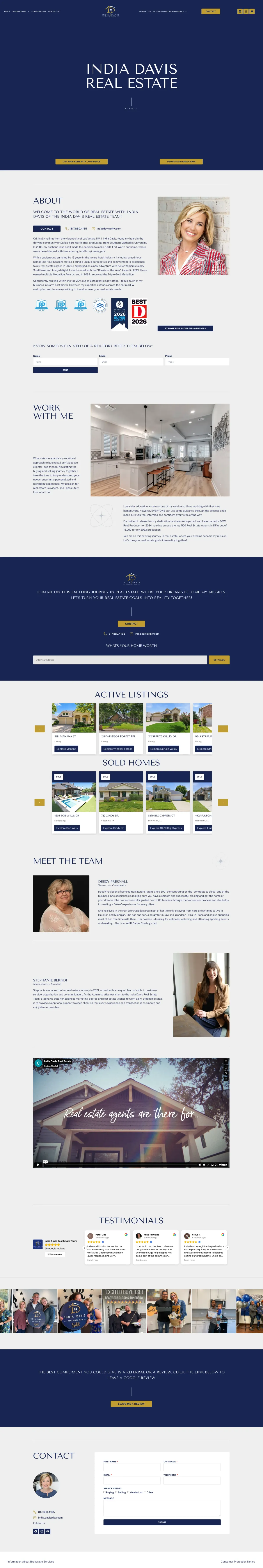 India Davis Real Estate website — full homepage