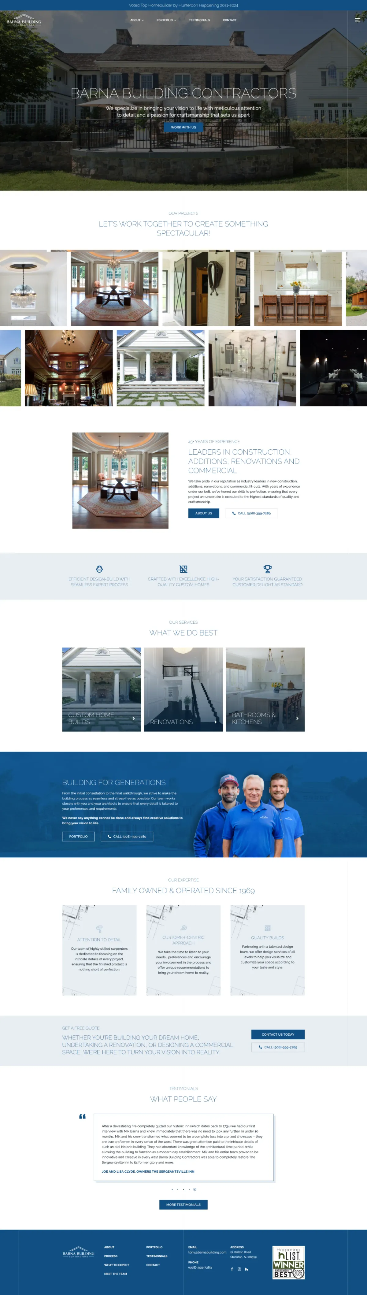 Barna Building website — full homepage