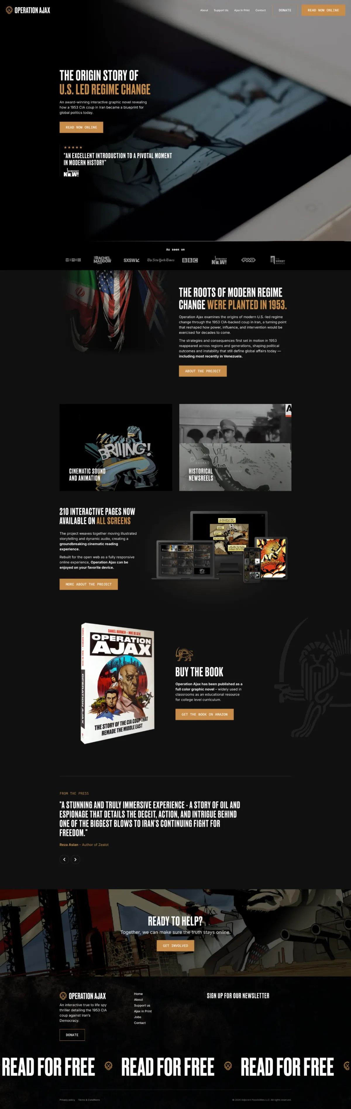 Operation Ajax website — full homepage