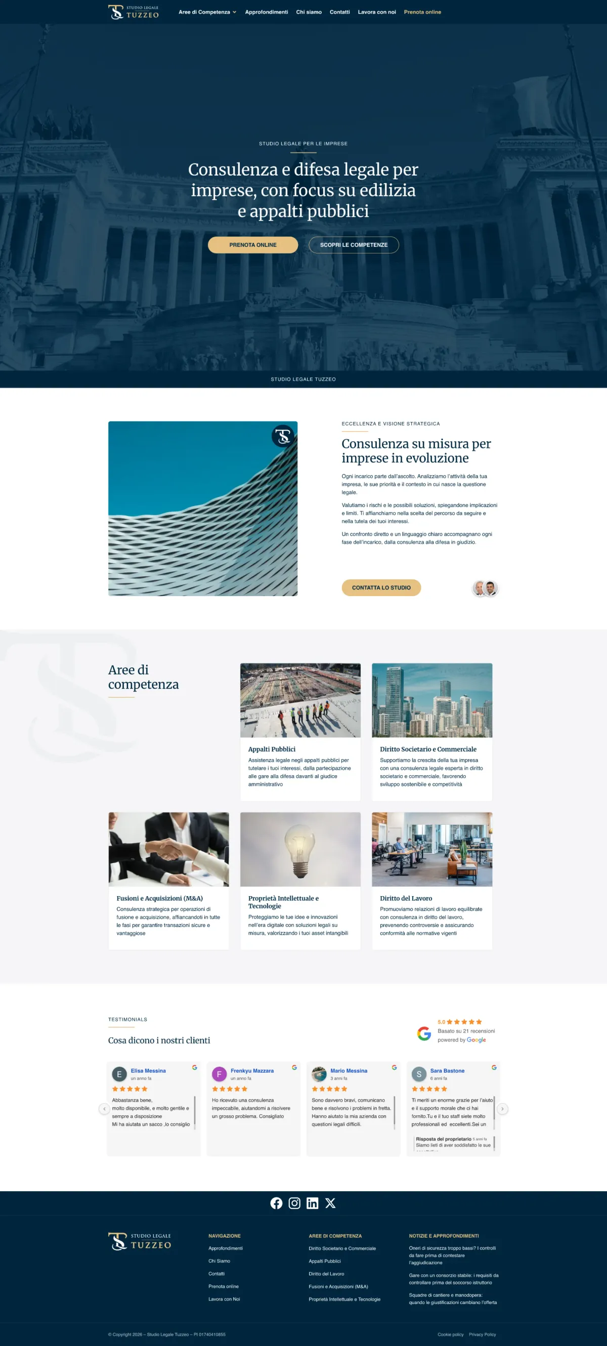 Tuzzeo Lawyers website — full homepage