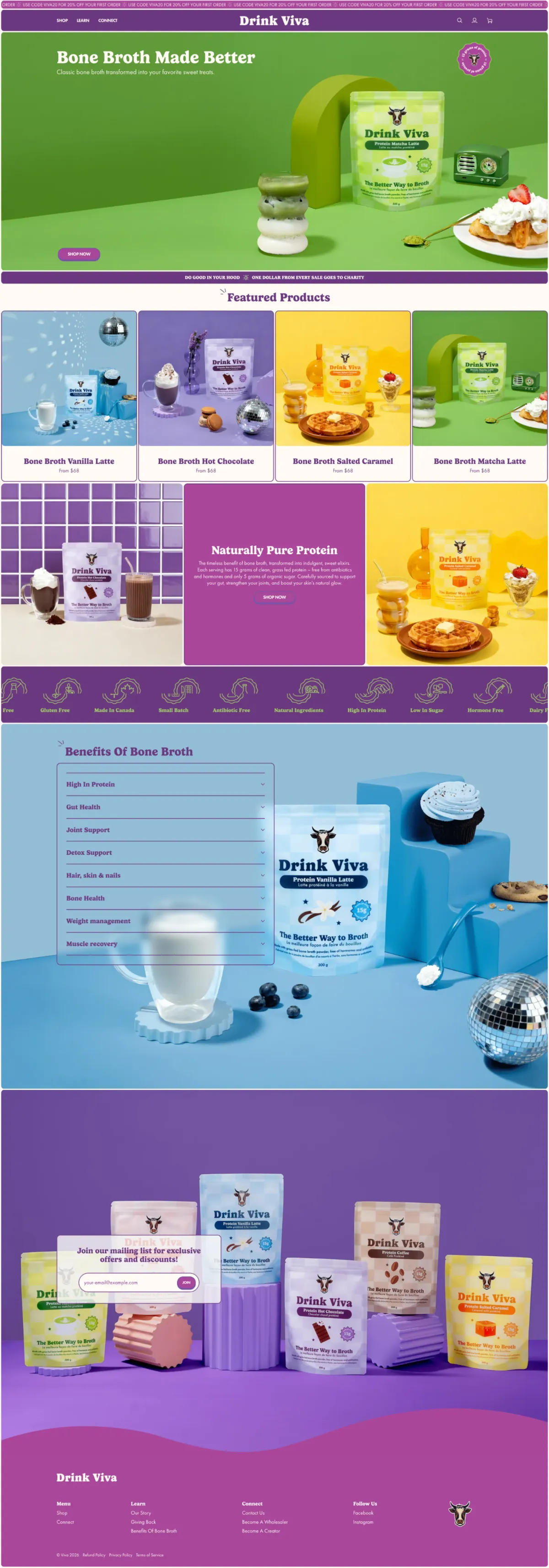 Drink Viva website — full homepage