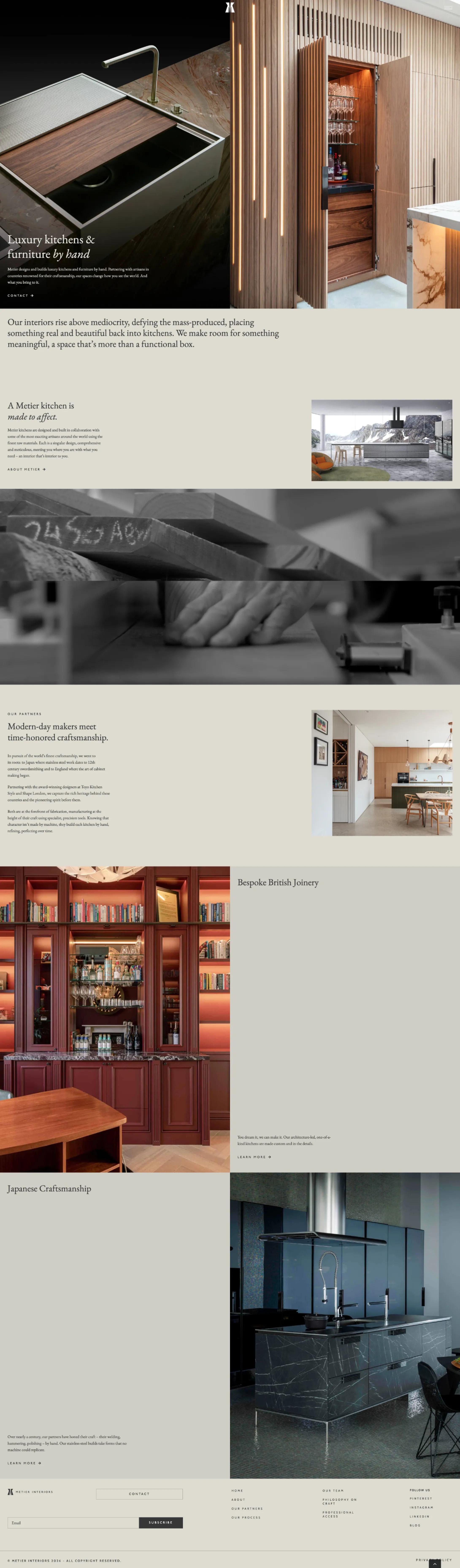 Metier Interiors website