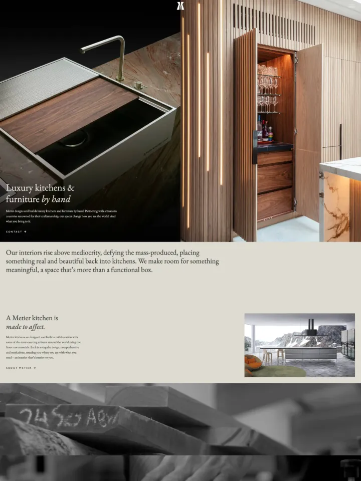 Metier Interiors website