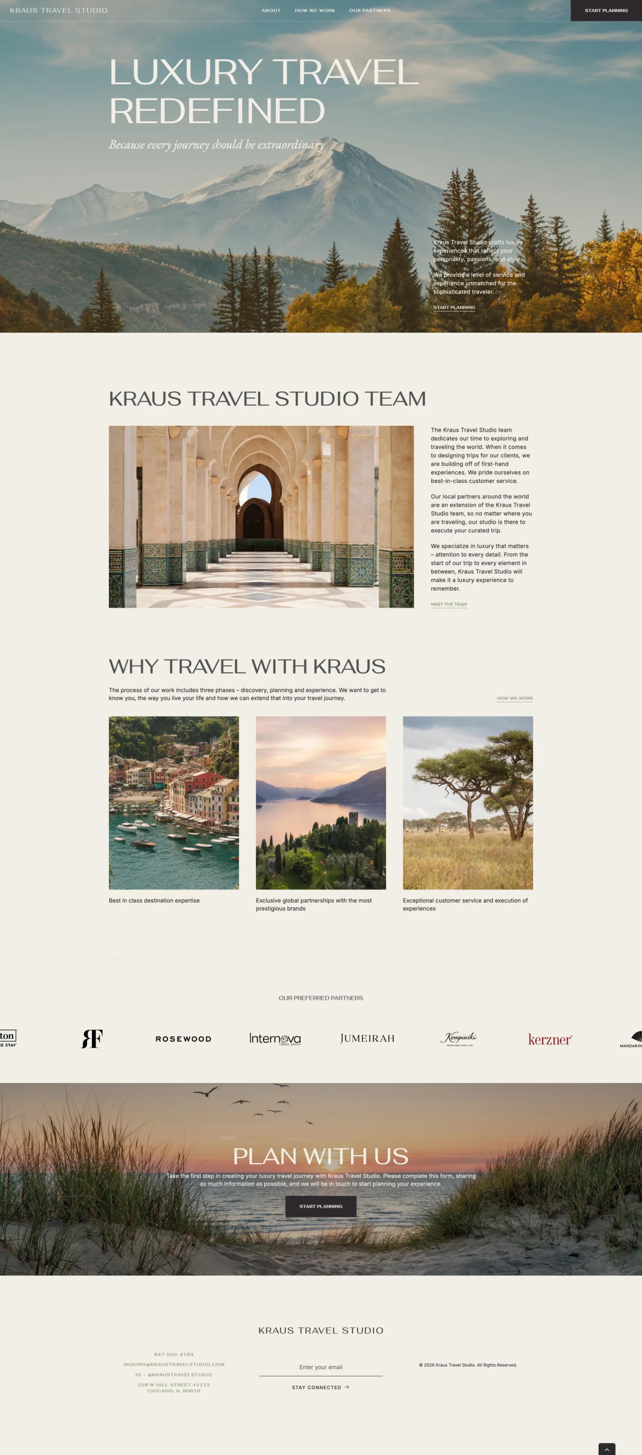Kraus Travel Studio website