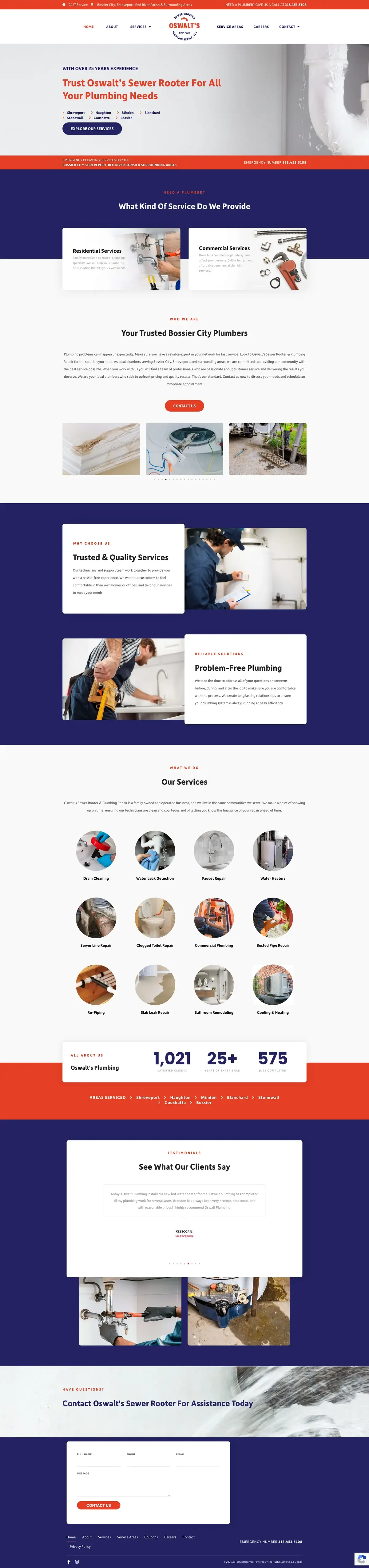 Oswalt's Sewer Rooter website — full homepage