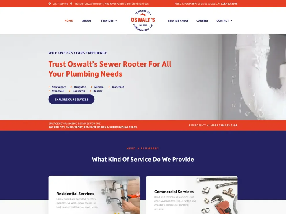 Oswalt's Sewer Rooter website
