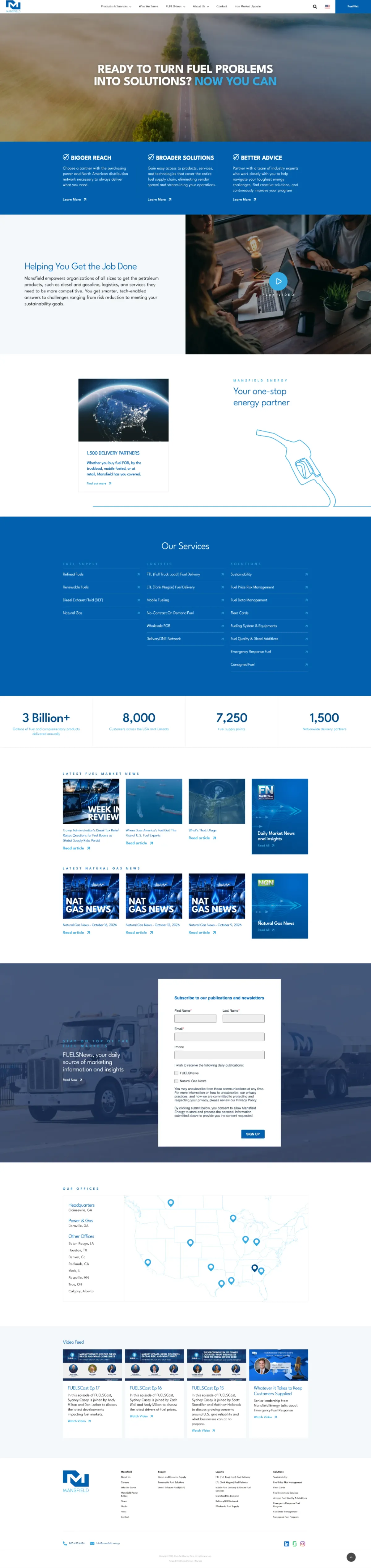 Mansfield Energy website — full homepage