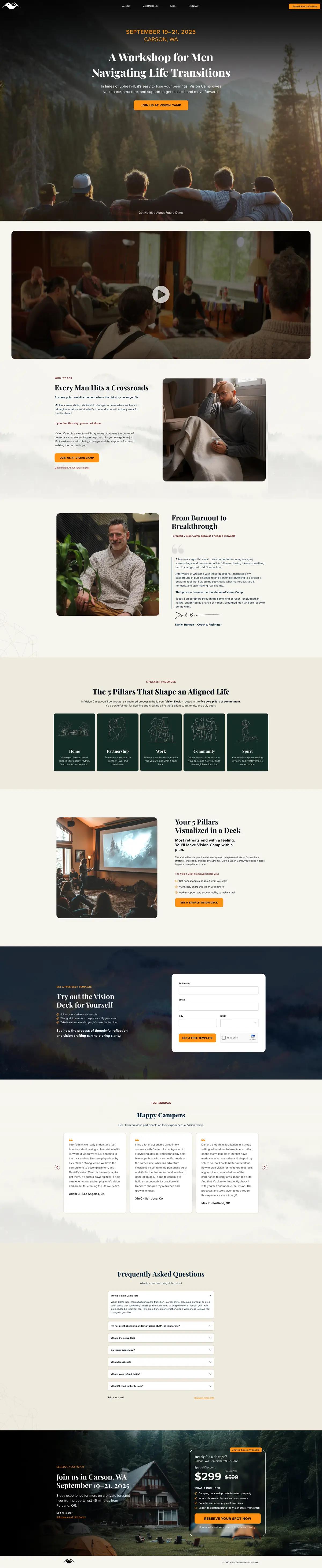 Vision Retreat website
