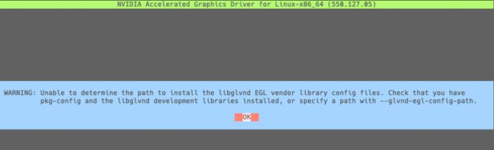 Warning Installing Nvidia Libraries