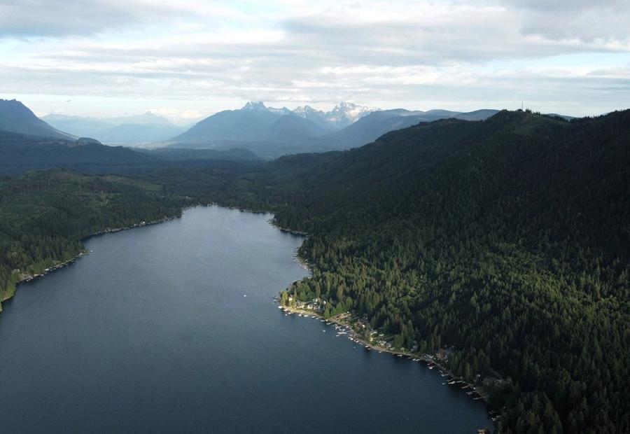 Aerial view of Lake Cavanaugh near Arlington, Washington