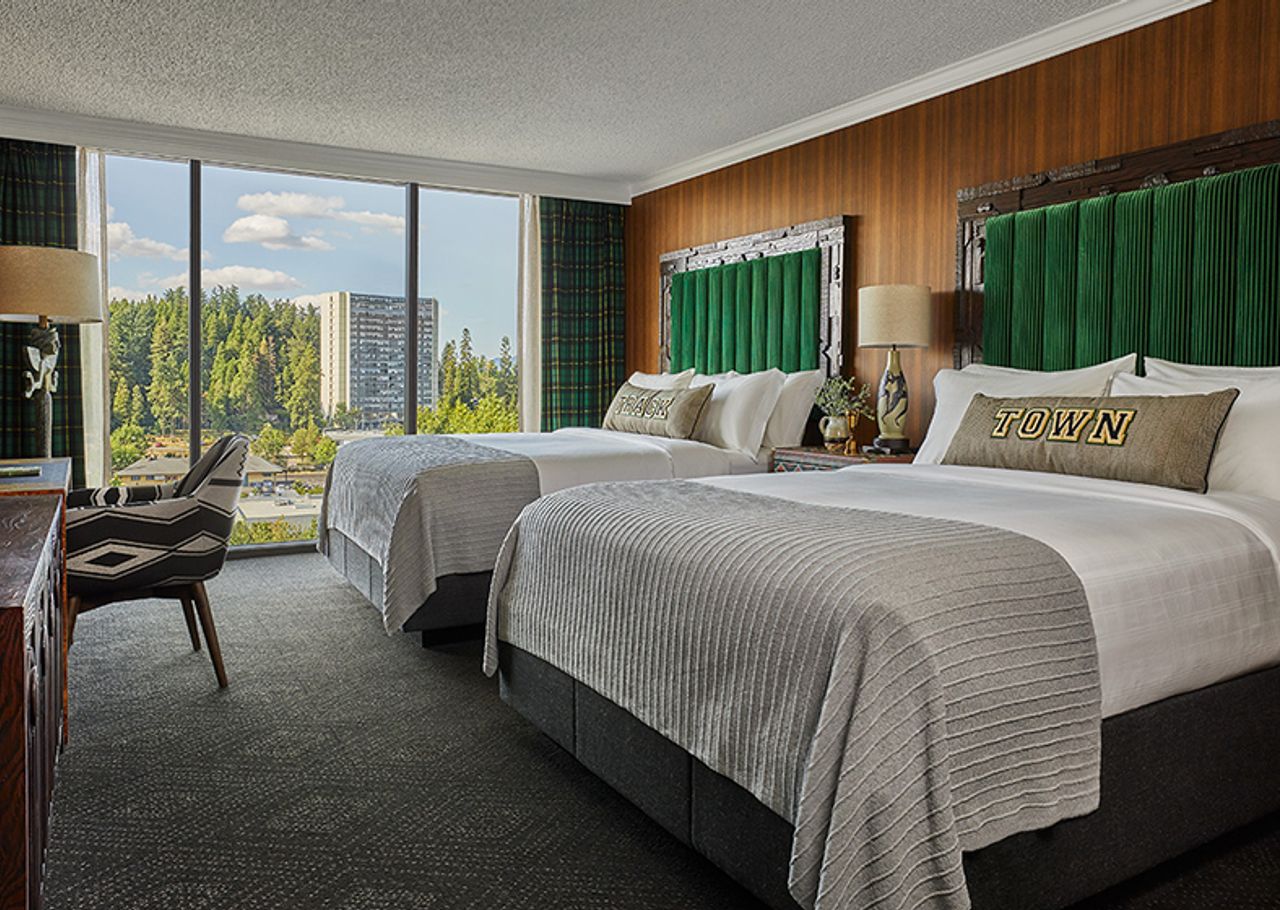 Photo of Graduate by Hilton Eugene - Room, 2 Queen beds, Work desc, Floor-to-ceiling windows, City views