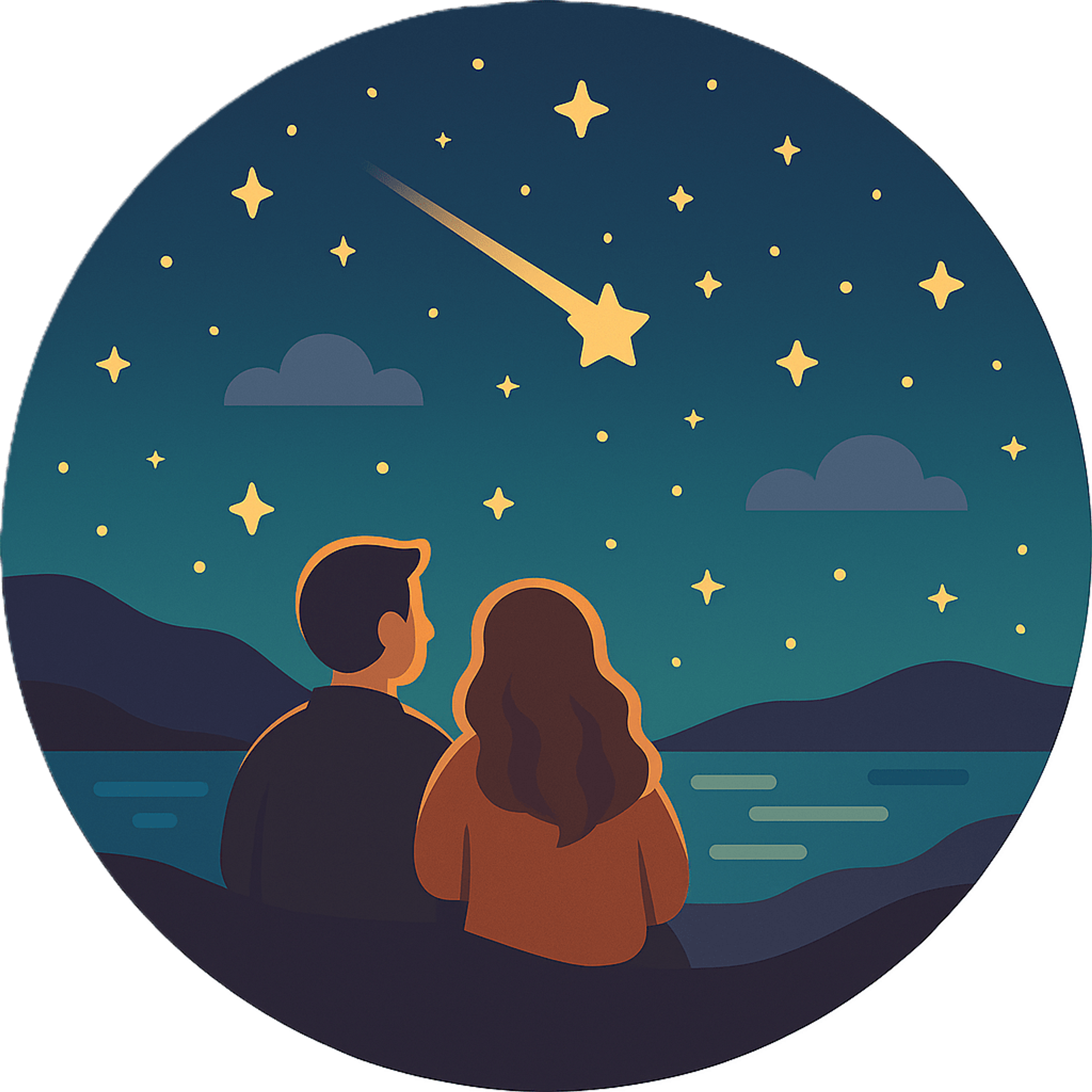 Romantic Stargazing, Night, Beach, Ocean, Couple