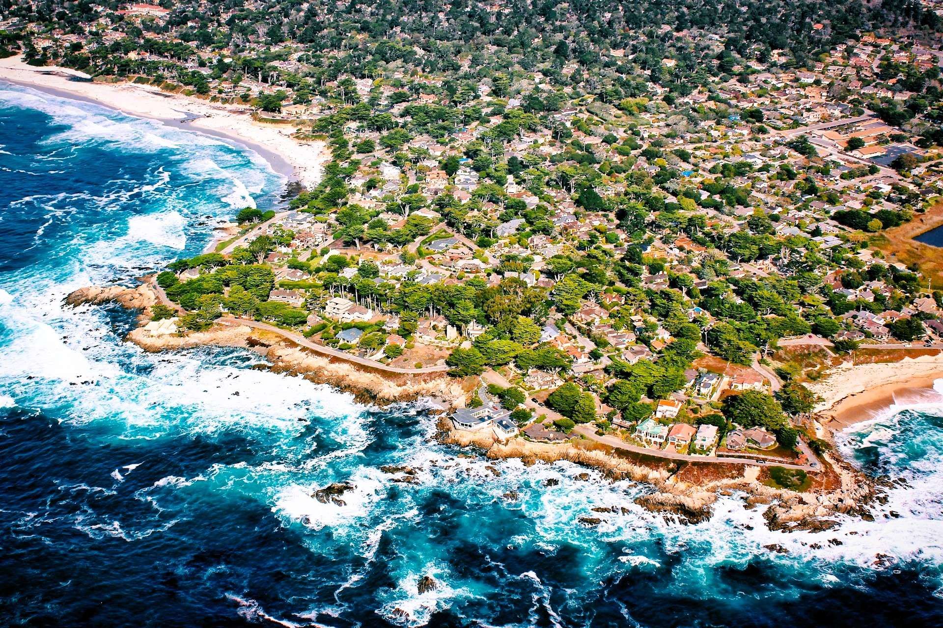 Aerial view of Carmel-by-the-Sea Coastline