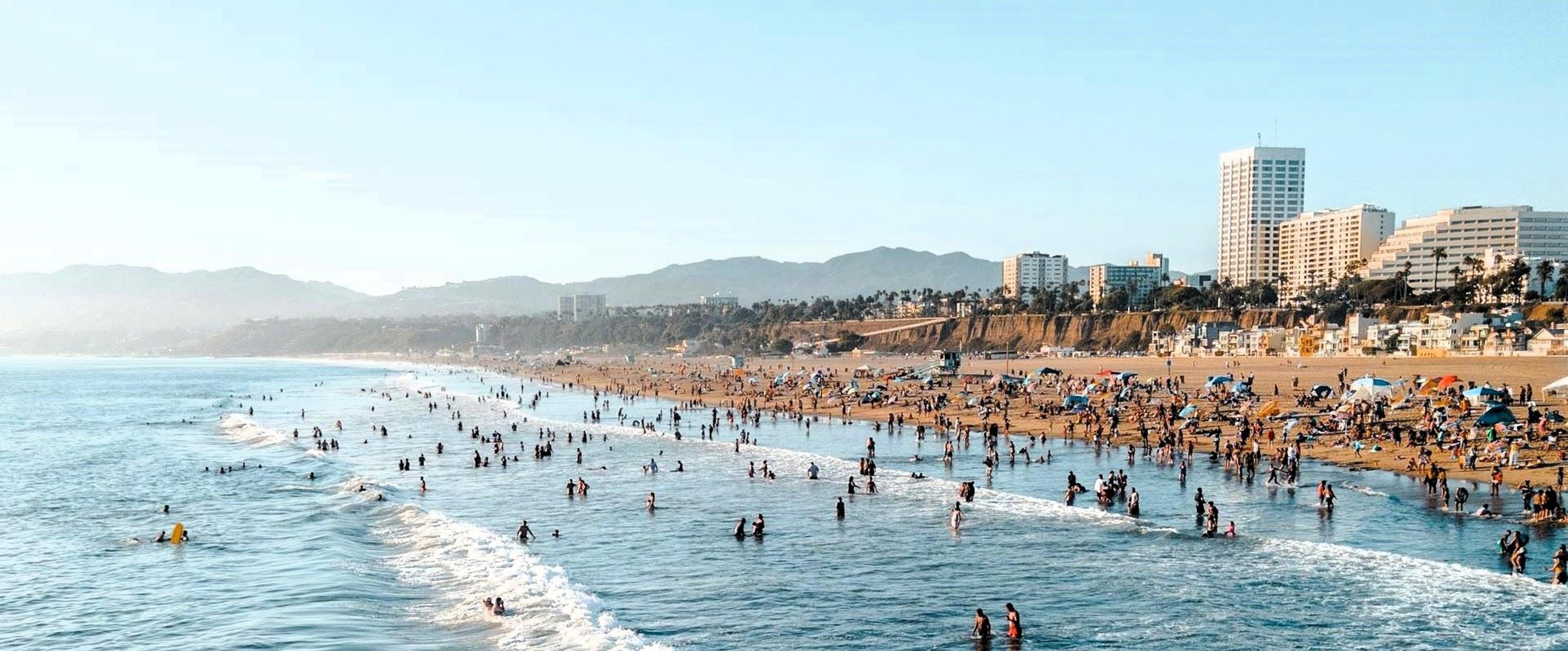 People on Seashore in Santa Monica, CA, United States