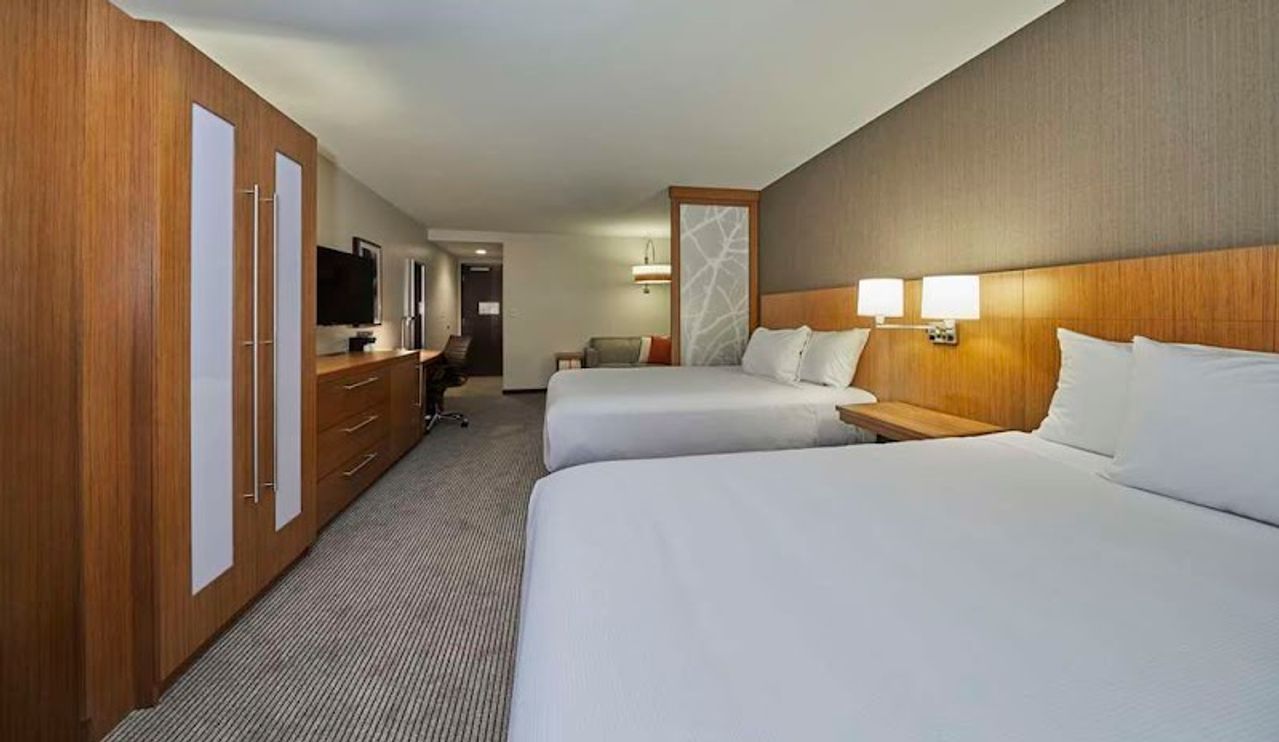 Photo of Hyatt Place Eugene / Oakway Center - Room, 2 Queen Beds, Separate living Area, Work desk, Flat TV