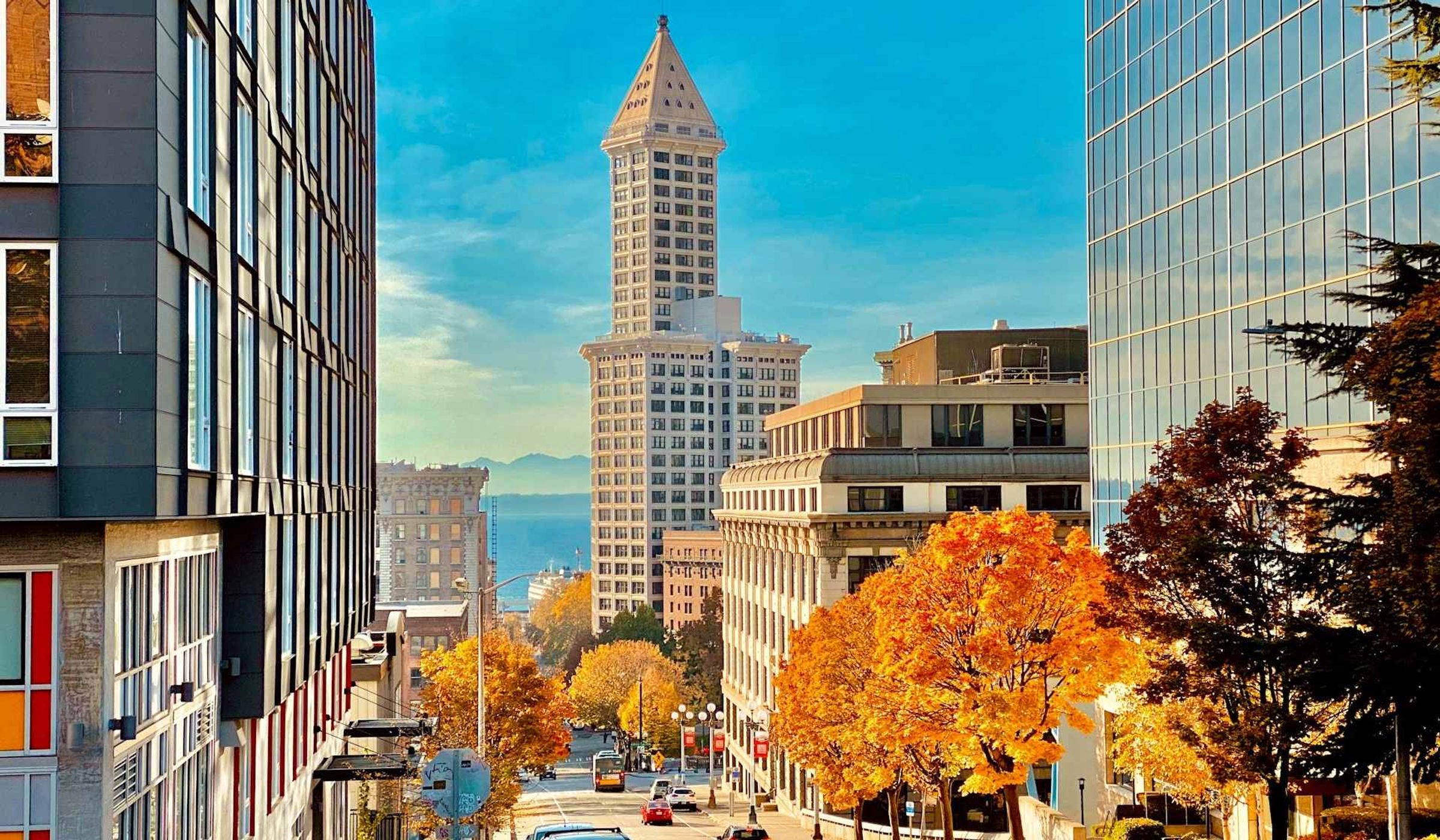 Seattle's Smith tower seen from Yesler terrace