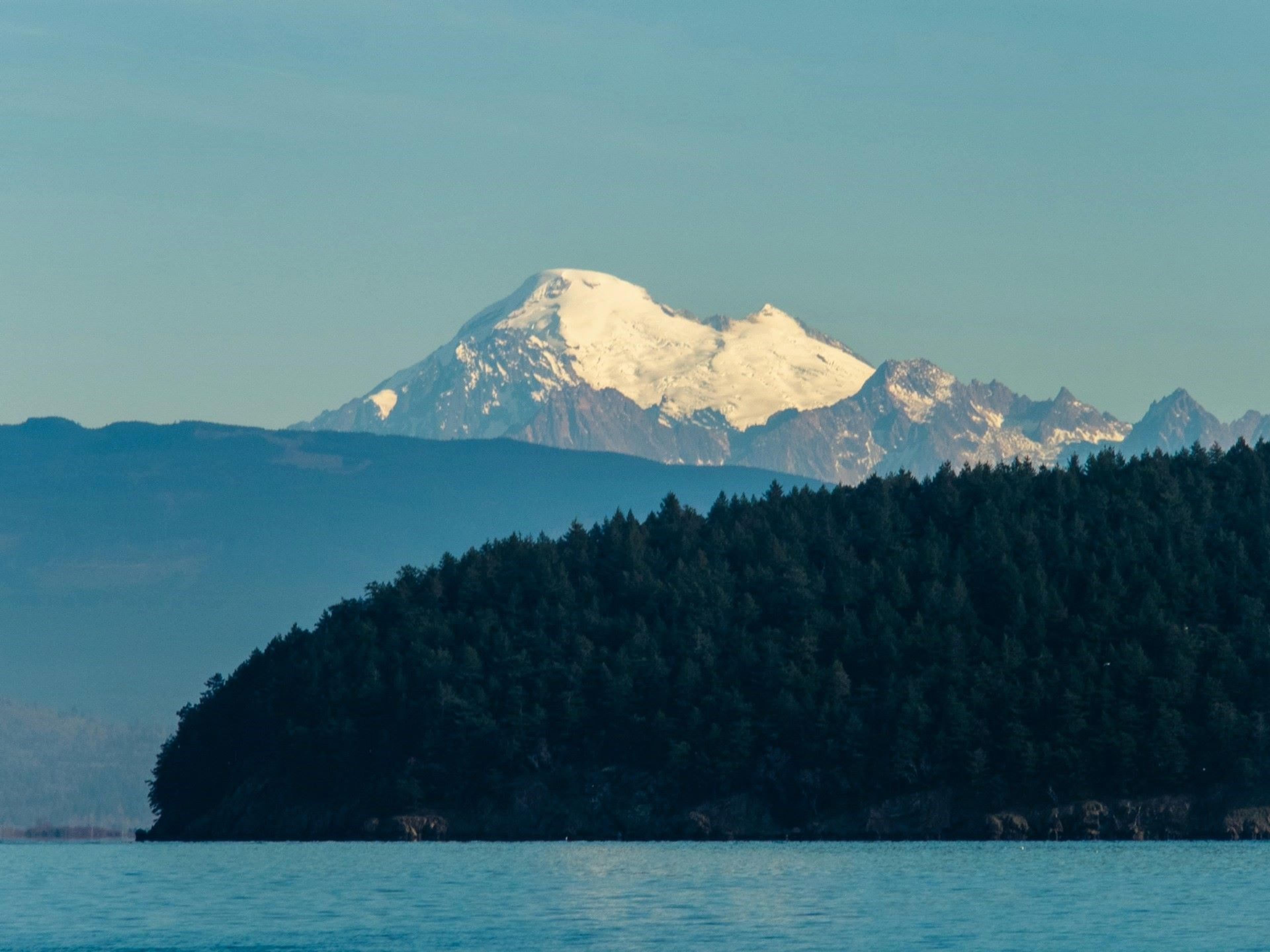 Mt Baker from Rosario Strait Taken from a sea trial trip in and around La Conner, WA.