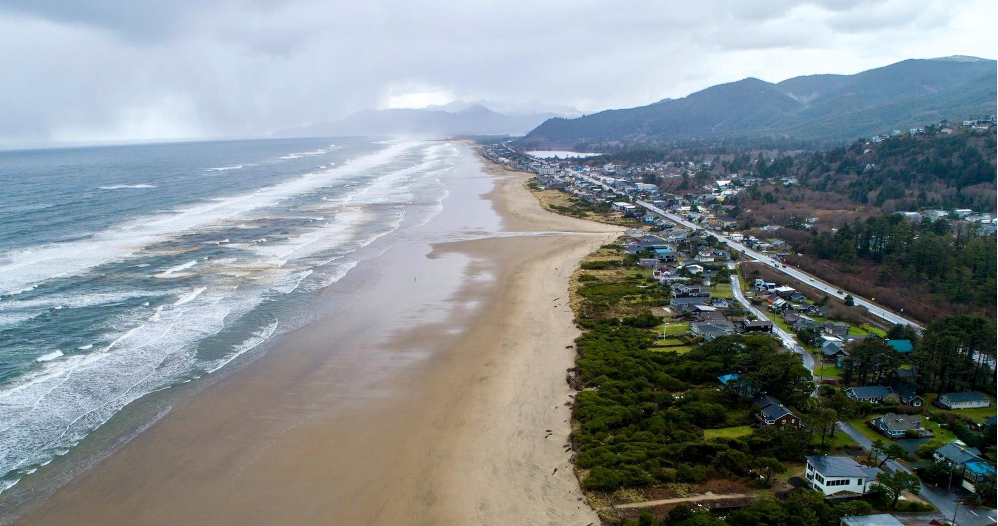 Aerial view of Rockaway Beach, Oregon, USA