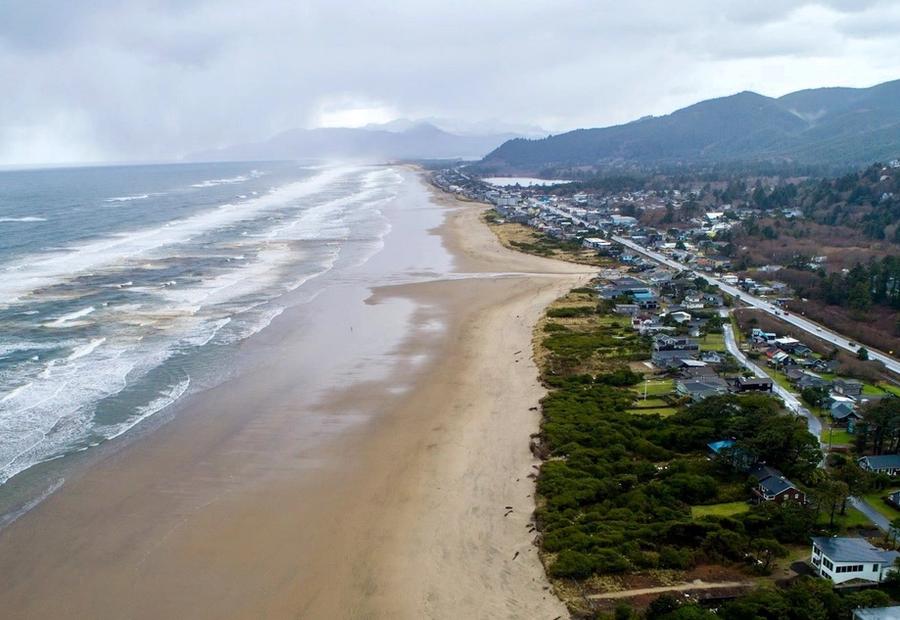 Aerial view of Rockaway Beach, Oregon, USA